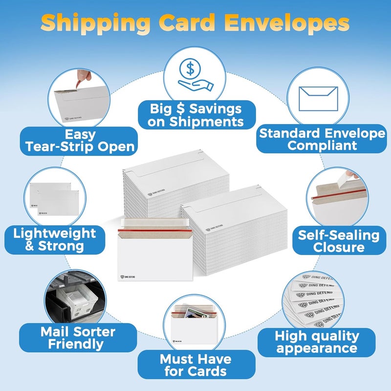 Storage Standard 110-Pack Card Shipping Envelopes - 7 x 4.35 Inches Trading Cards Self-Adhesive Mailers, Perfect Fit for Semi-Rigid Sleeves, Toploaders & Ding Defend Protectors - Hobby Mailing Supplies - Image 4